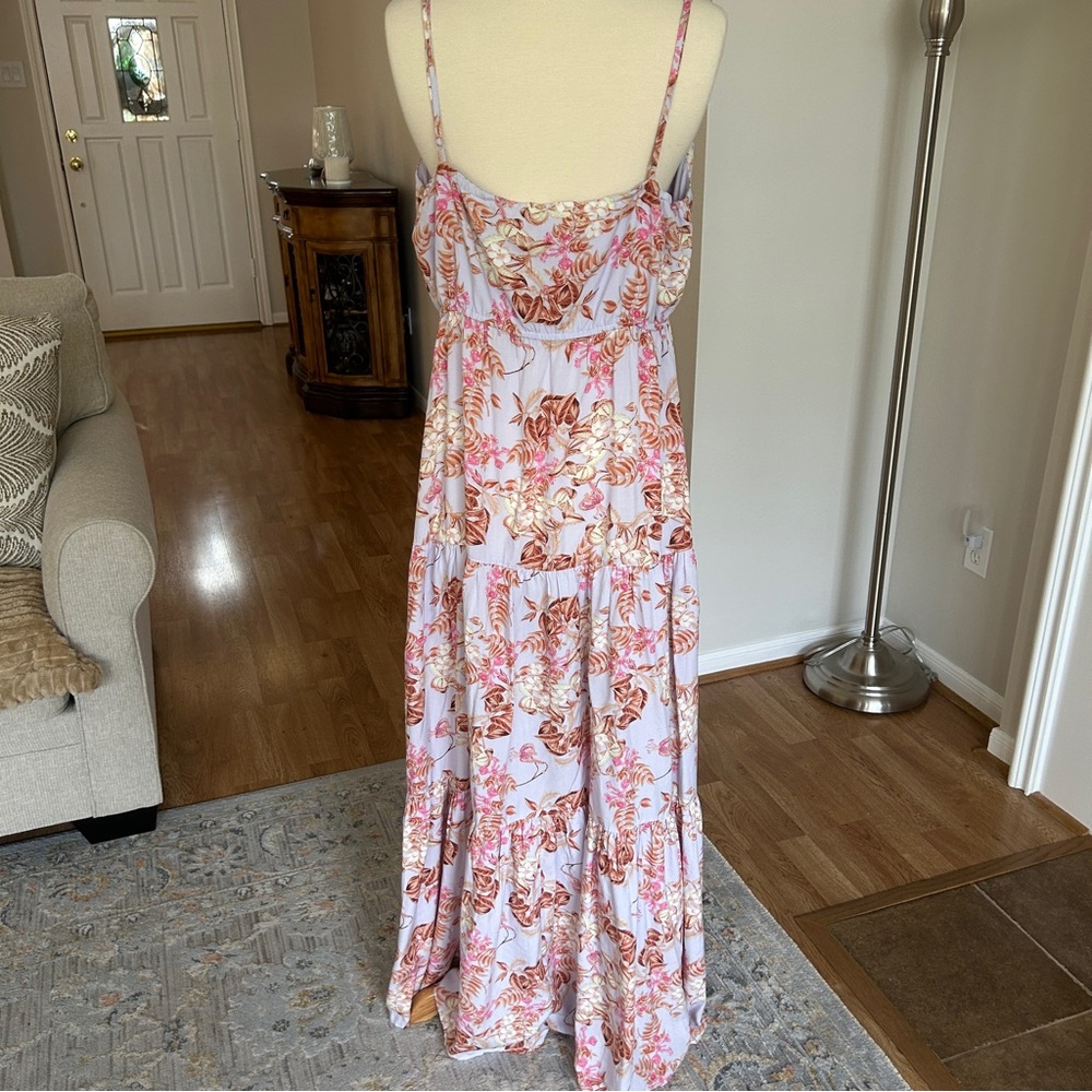 Steve Madden Lavender Floral Spaghetti-Strap Rayon Flowy Maxi Dress SZ XL - Picture 4 of 6